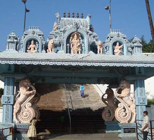 Entrance view of horanadu annapoornaeshwari temple in chikmagalur