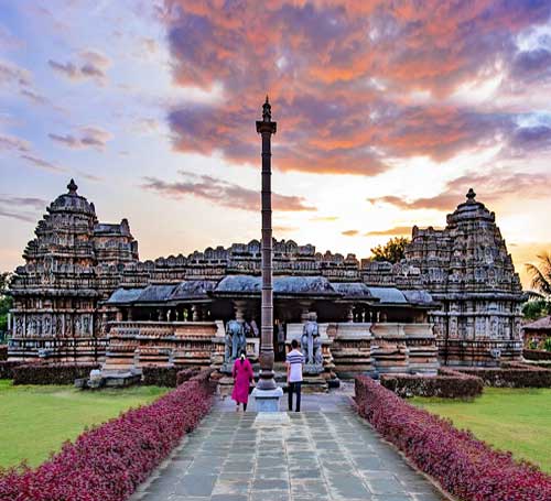 beautiful evening view of sri veera narayana temple in chikmagalur