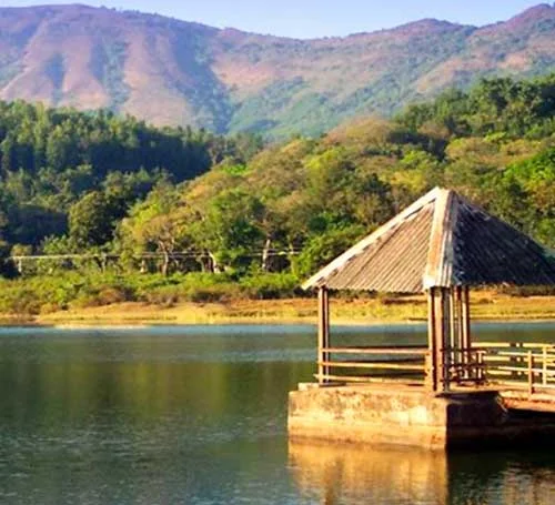View of Hirekolale Lake in Chikmagalur a man-made wonder surrounded by mountain